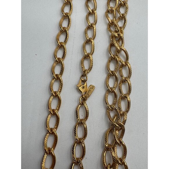 Vintage Monet 54" Length Gold Tone Textured Chain Necklace - Picture 4 of 4